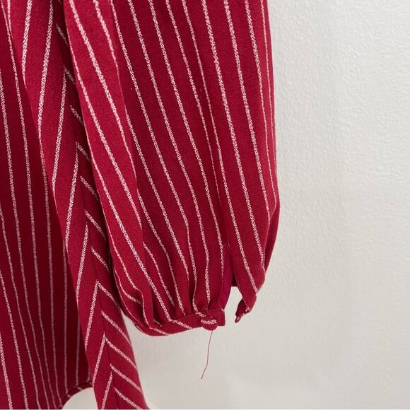 Tularosa | Lina Pinstripe Flounce Mini Dress Berry Fit & Flare Nwot Small - Picture 5 of 9